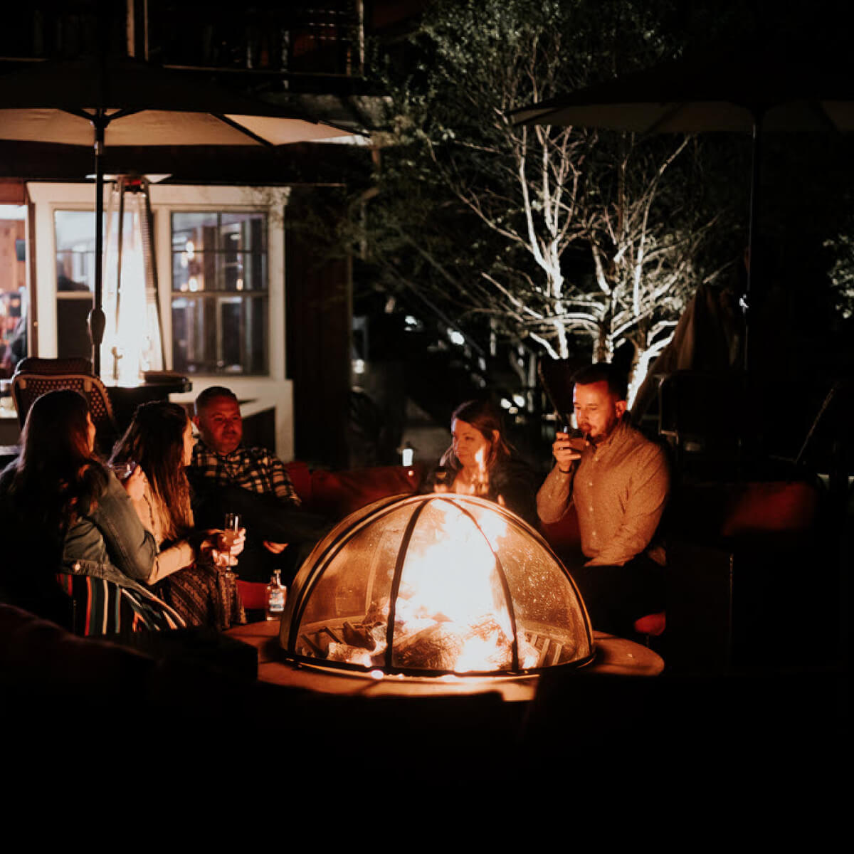 The fire pit at dusk